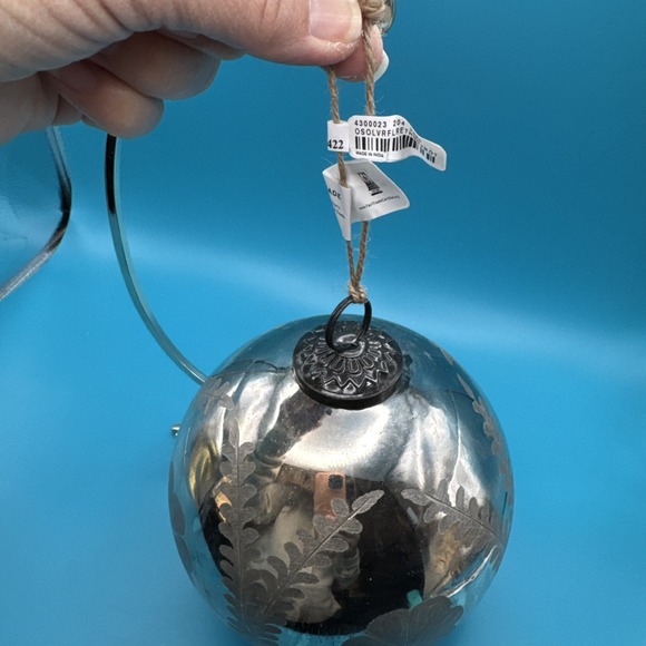 Pottery Barn Etched‎ Mercury Glass Ball Christmas Tree Ornament 6" Large New - Picture 5 of 6